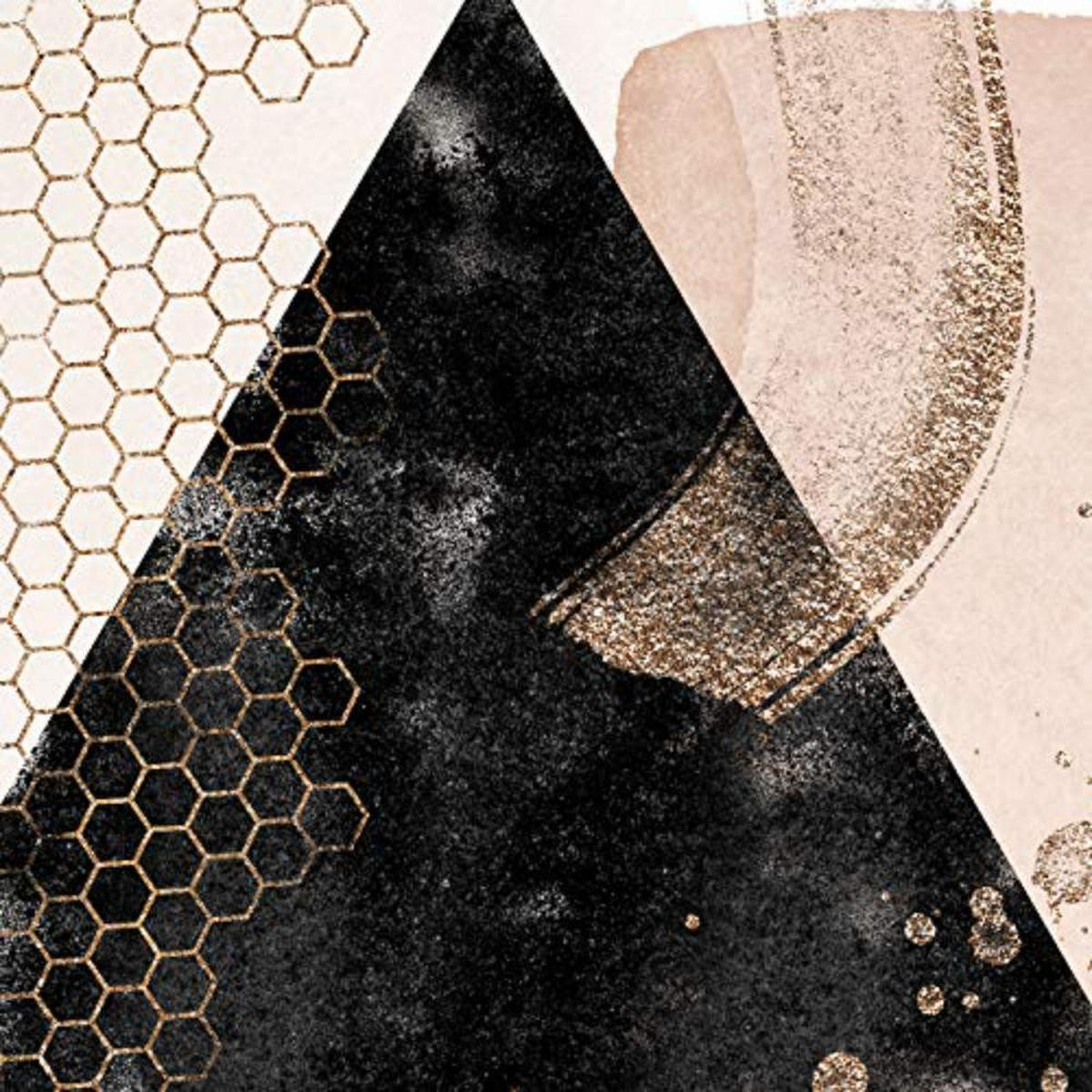 POSTER Set mit 4 Blätter und abstrakten Formen mit braunen Tönen A3 Schwarzer Rahmen - Schwarz, Papier (29.7/3cm) - Nacnic