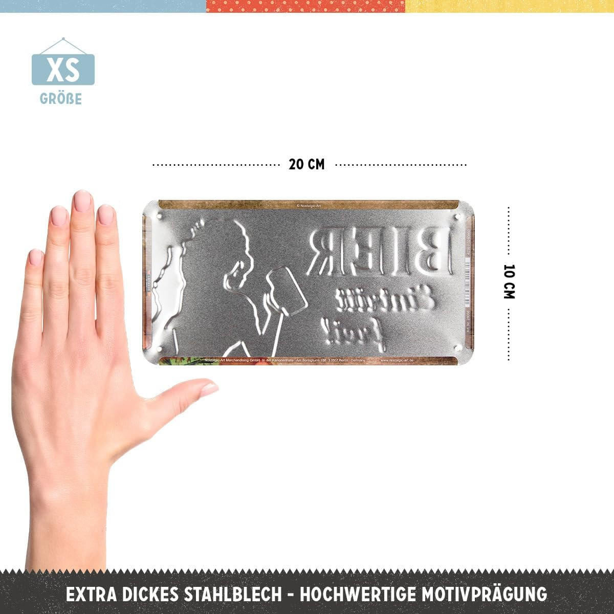 HÄNGESCHILD 10/20 cm Bier dabei Eintritt frei - Multicolor, Metall (20/10/0.2cm) - Nostalgic-Art