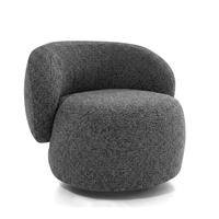 SESSEL Mao, Drehsessel mit runder Form, Dunkelgrau, Chenille-Stoff - Dunkelgrau, Textil (99/82/91cm) - Beautysofa