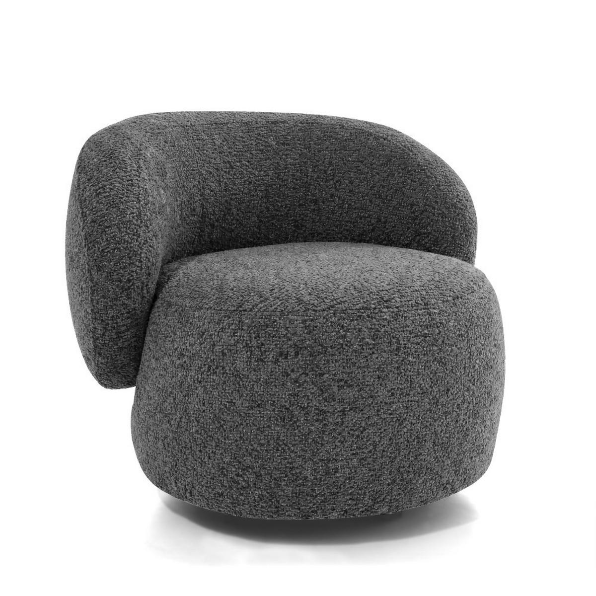 SESSEL Mao, Drehsessel mit runder Form, Dunkelgrau, Chenille-Stoff - Dunkelgrau, Textil (99/82/91cm) - Beautysofa