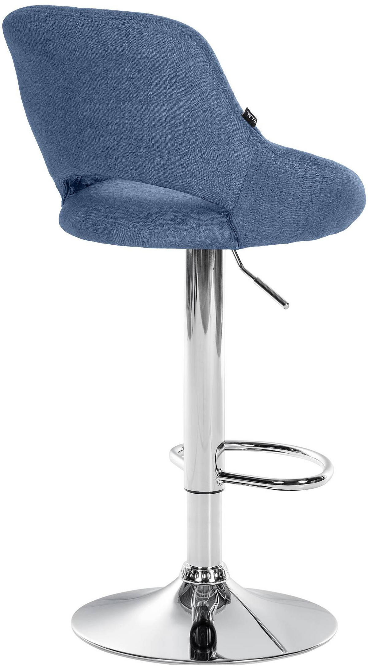 BARHOCKER Stoff Blau - Chromfarben/Blau, Textil/Metall (47/85/48cm) - CLP
