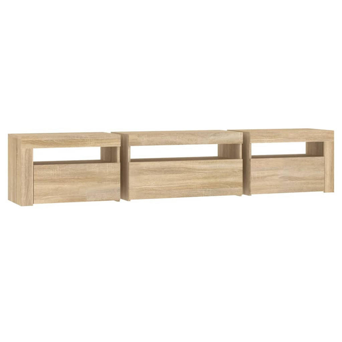 LOWBOARD mit Led-Leuchten 195/35/40 cm aus Holzwerkstoff in Sonoma-Eiche Dekor - Sonoma Eiche, Holz (195/40/35cm) - vidaXL