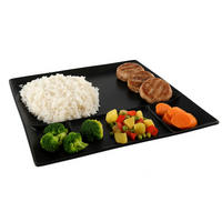 COOKINGLIFE Fondueteller / Gourmetteller / Grillteller – 5 Fächer – Schwarz – 24 x 24 cm – 4 Stück - Schwarz, Keramik (25/25/2cm) - Cookinglife