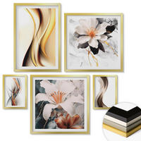 WANDBILDER 5er Set - 50x50 cm & 20x30 cm & 40x60 cm Goldrahmen - Charmante Straßen und Pizza - Goldfarben, Kunststoff (40/60cm) - ArtPrintCave