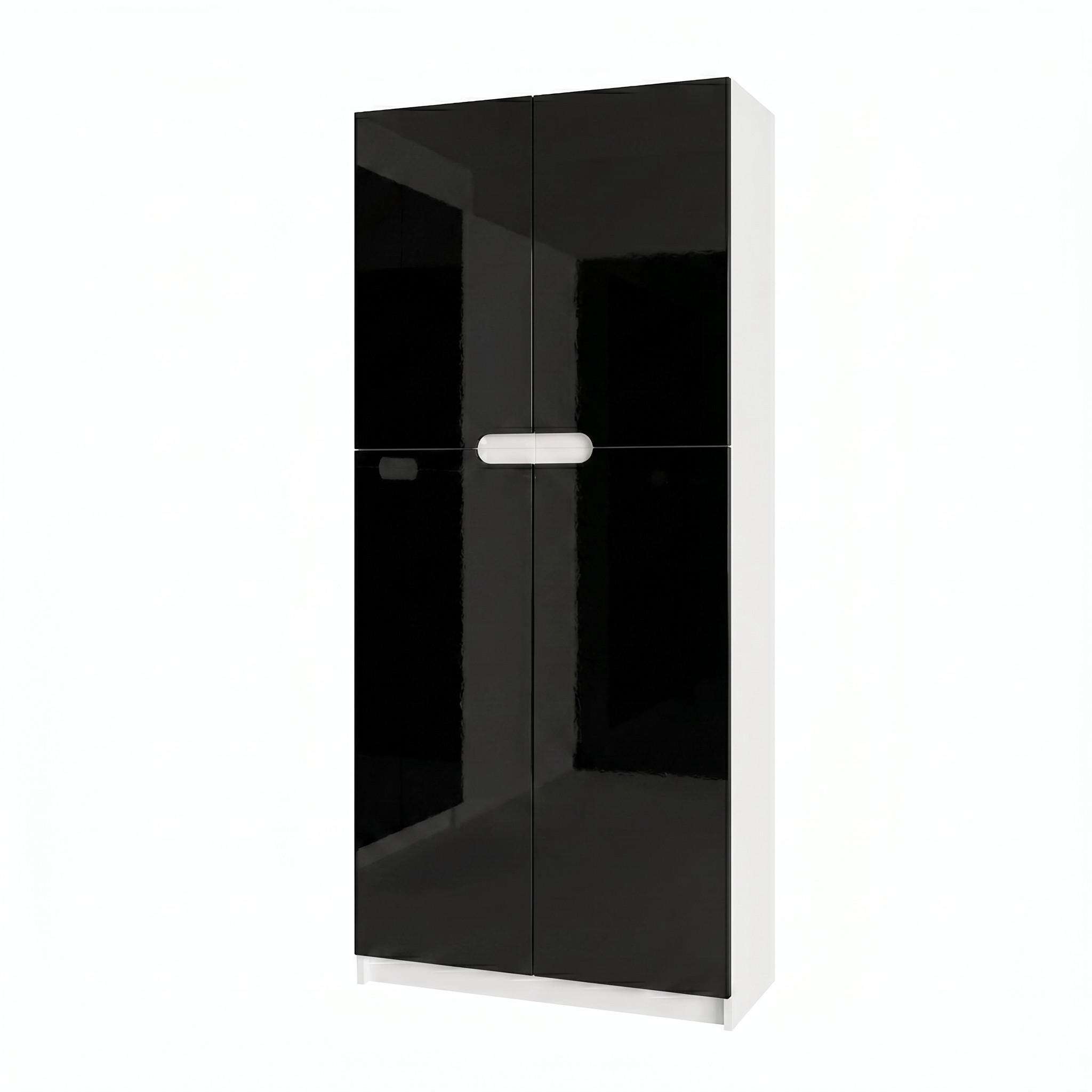 UREDSKI ormar Logan V1 Bijela mat/Crna visoki sjaj (82 x 184 x 37 cm) - crna visoki sjaj, drvni materijal (82/184/37cm) - Vladon