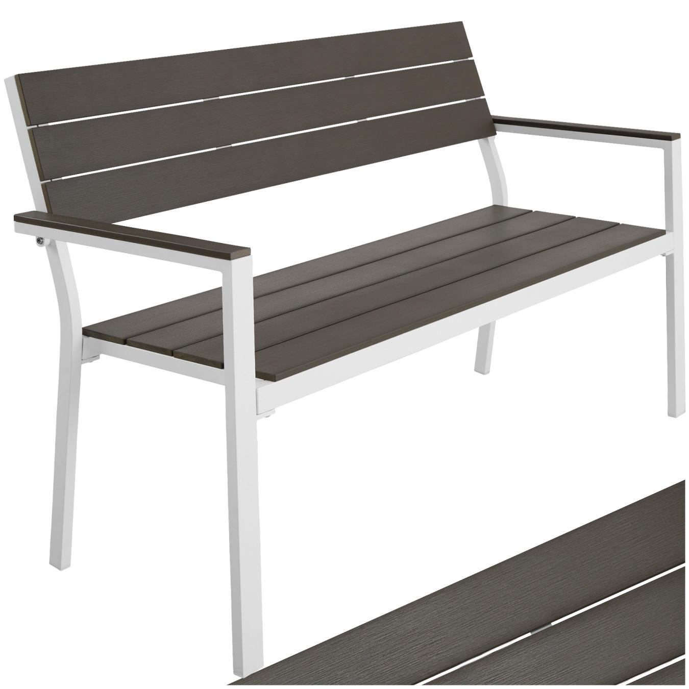 GARTENBANK Line,128 x 59 x 88 cm,hellgrau/weiß - Hellgrau/Weiß, Metall (59/88/128cm) - tectake