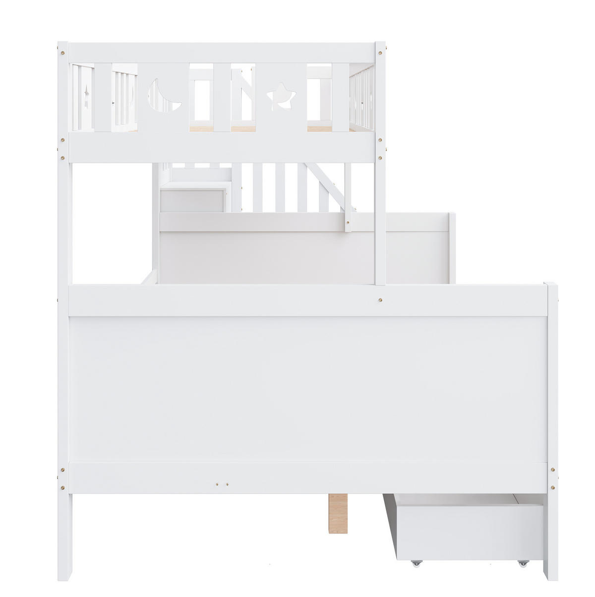 ETAGENBETT Kinderbett 90/200 & 140/200 cm aus Massivholz mit Stauraumtreppe und 2 Schubladen Weiß - Weiß, Holz (90/200cm) - Modenvie