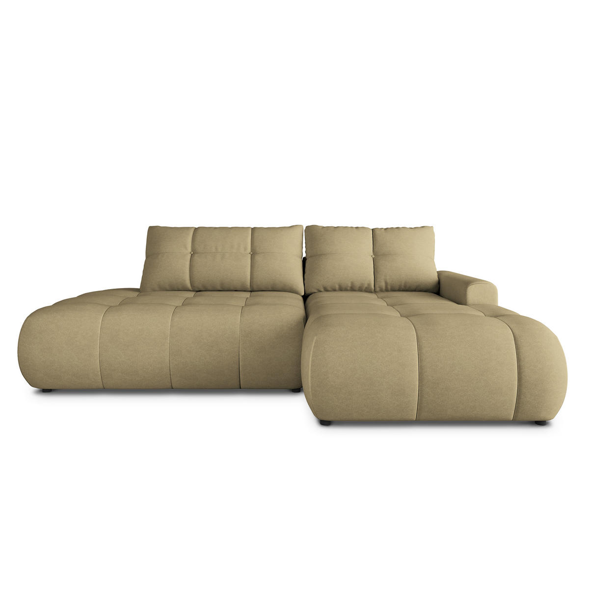 ECKSOFA FLUMA CL R-S Senfgelb Samtstoff mit Schlaffunktion - Currygelb, Holzwerkstoff/Textil (279/158cm) - MASSENO