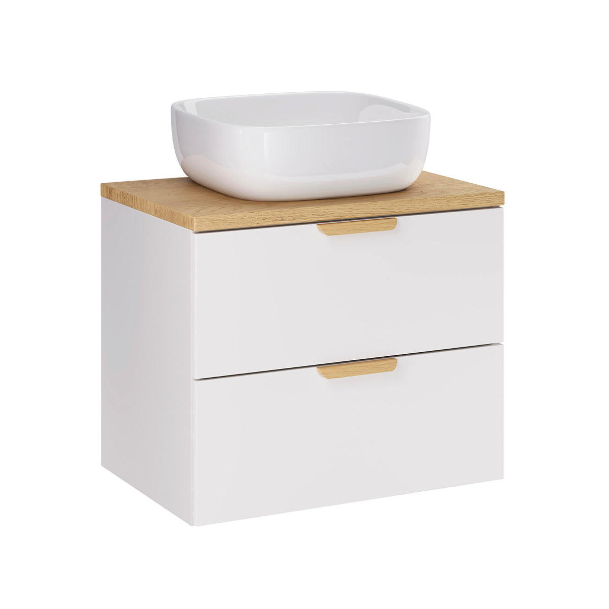 BADMÖBEL 60.6cm Oria 2er-Set Weiß - Weiß, Holzwerkstoff (60.6/50/46.5cm) - Petits-meubles