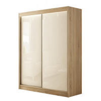 SCHRANK Sonoma Eiche PEAK Schiebetür 150 cm 150x61x215 cm - Eichefarben/Weiß Hochglanz, Holzwerkstoff (150/215/61cm) - Sepro Meble