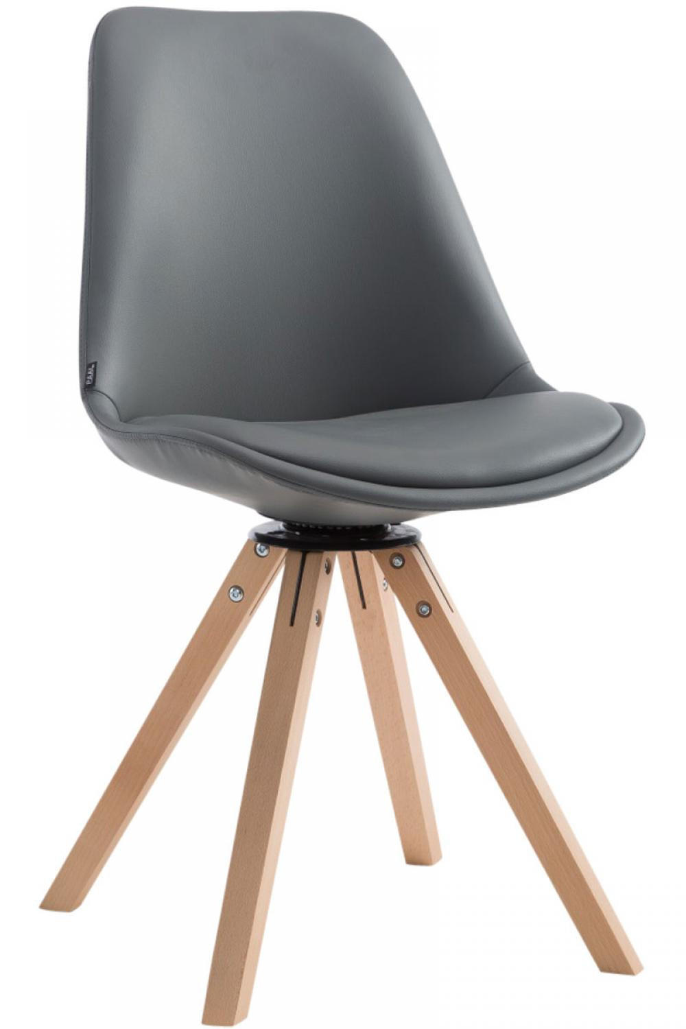 STUHL Lederlook Grau - Eukalyptusholzfarben/Grau, Holz/Textil (48/84/56cm) - CLP