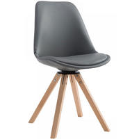 STUHL Lederlook Grau - Eukalyptusholzfarben/Grau, Holz/Textil (48/84/56cm) - CLP