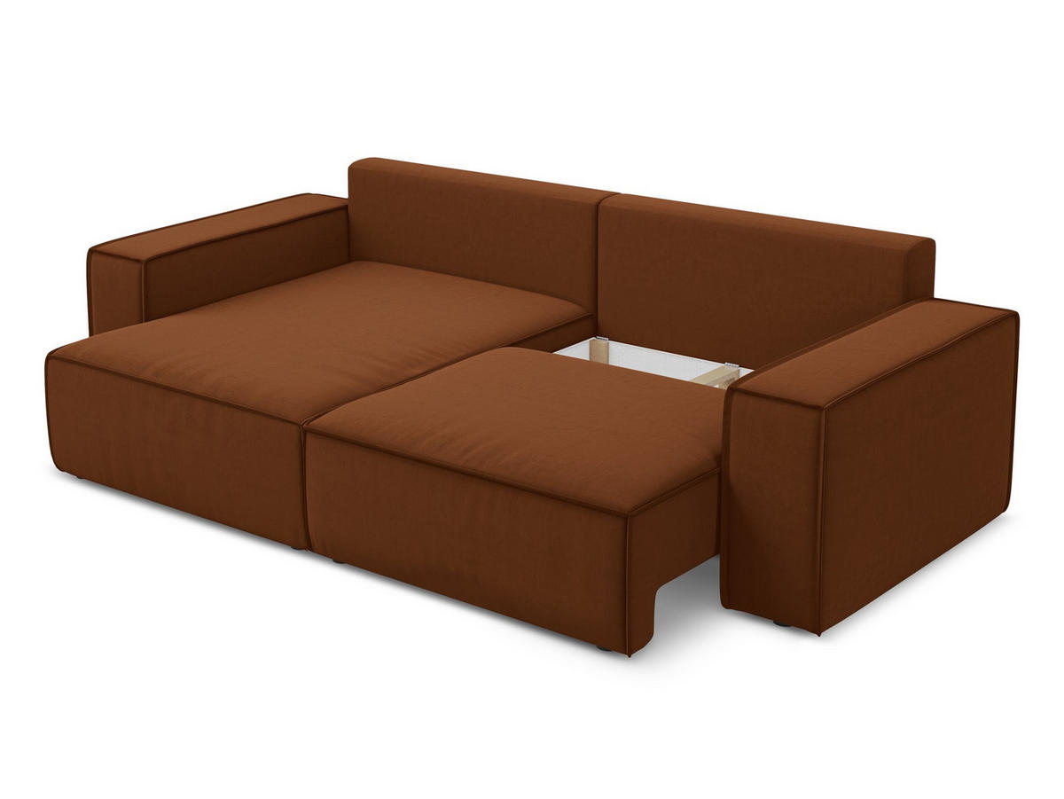 ECKSOFA Rechts Chenille Stoff Rot - Rot/Weinrot, Kunststoff/Textil (290/170cm) - Makamii