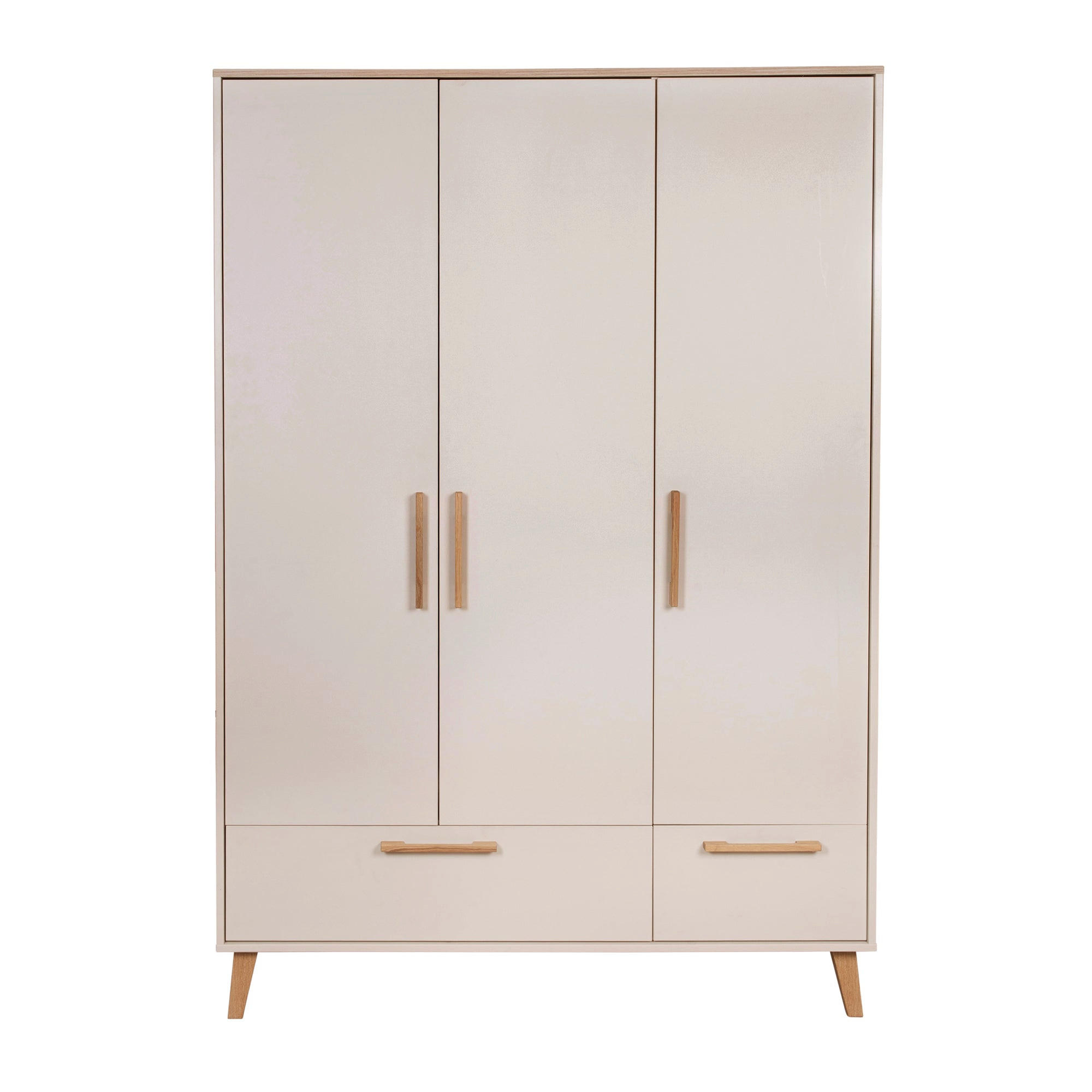 KLEIDERSCHRANK 3-türig Jil - Kastanienfarben/Kaschmir, Holz/Holzwerkstoff (138/200/55cm) - Roba