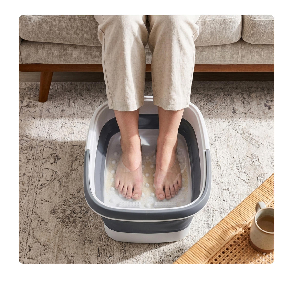 FUSSBADWANNE Grau faltbar Kunststoff 17 l - Multicolor, Kunststoff (42.5/23/32.5cm) - Relaxdays