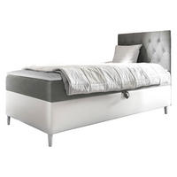 BOXBETT Filip Junior 1, Seite zum Öffnen des Bettkastens: Rechts - Weiß/Grau, Holz (100/200cm) - MIRJAN24