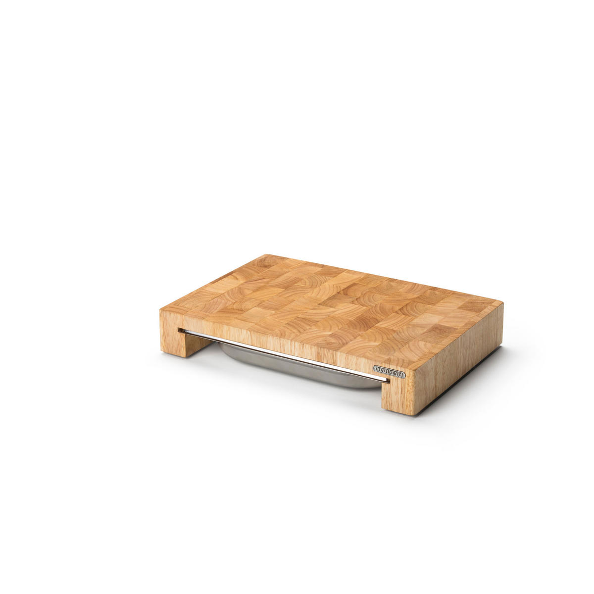 SCHNEIDEBRETT mit Edelstahl-Schublade, Gummibaumholz, 39 x 27 x 6.5 cm - Braun, Holz (27/39cm) - Continenta