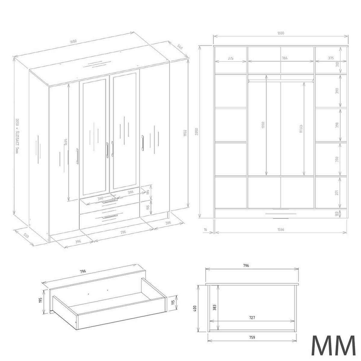 SKRIŇA NA OBLECENIE - kašmírová, kompozitné drevo (160/205/52cm) - RAUMHIRSCH FURNITURE