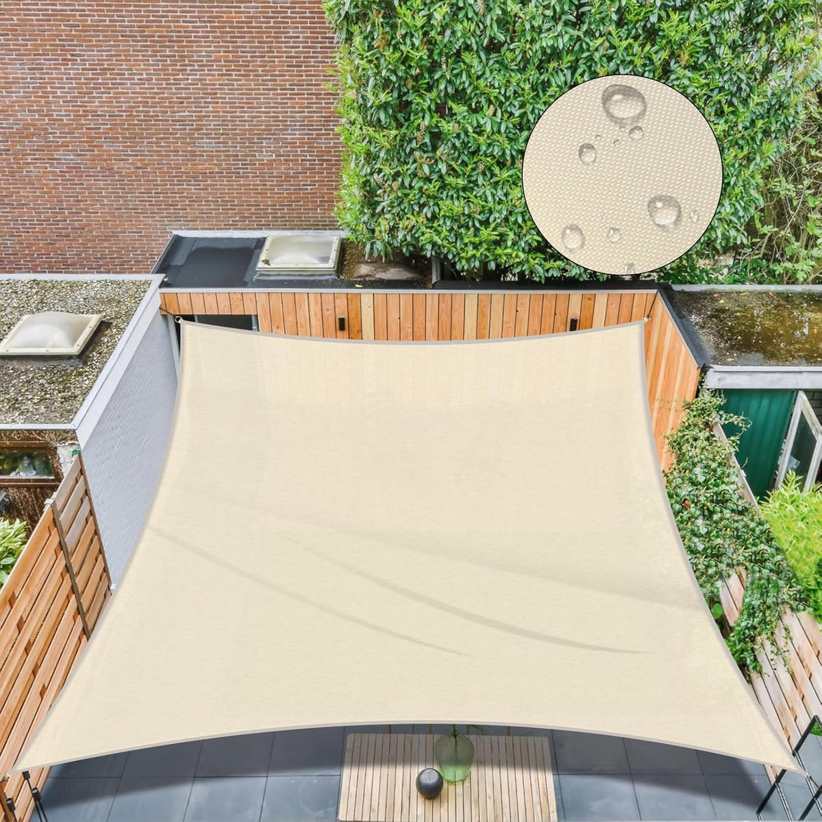 SONNENSEGEL, Cremeweiß, 3 x 3 m - Beige, Textil (300/300cm) - Weltevree