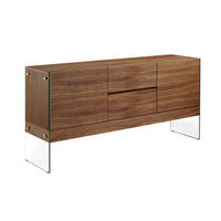 SIDEBOARD Glas Walnuss 180/45/85 cm - Transparent/Walnussfarben, Glas/Holz (180/85/45cm) - ANGEL CERDA
