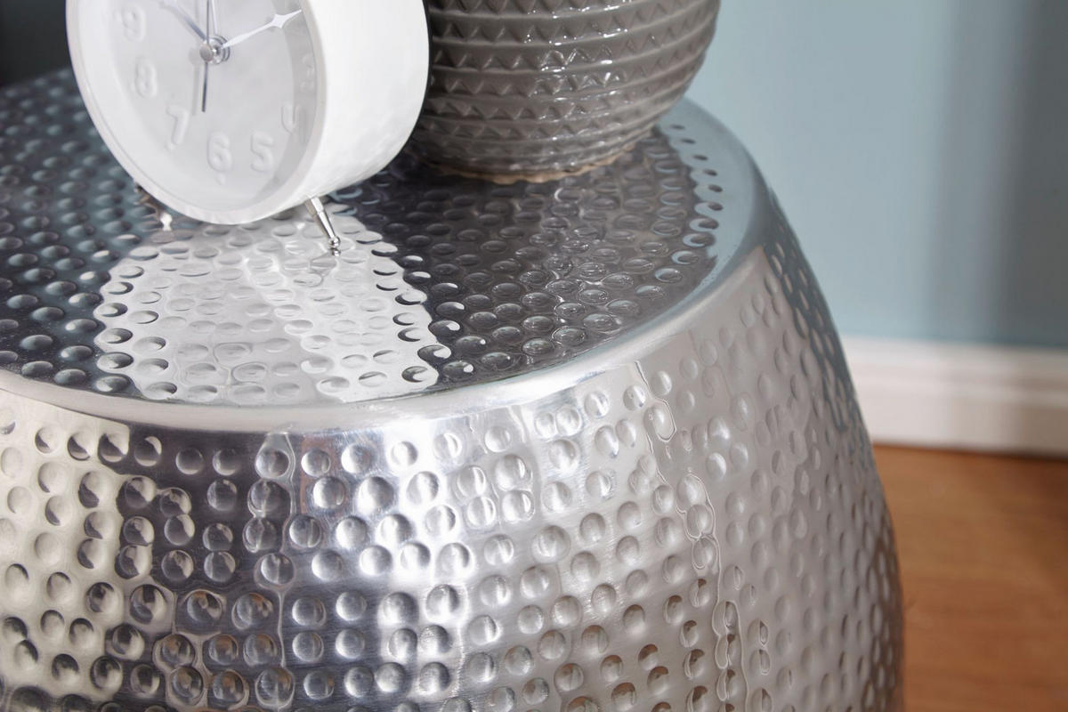 BEISTELLTISCH Aluminium Hammerschlag ENNS, Silber 42x42x42 cm - Silberfarben, Metall (42/42/42cm) - KADIMA DESIGN