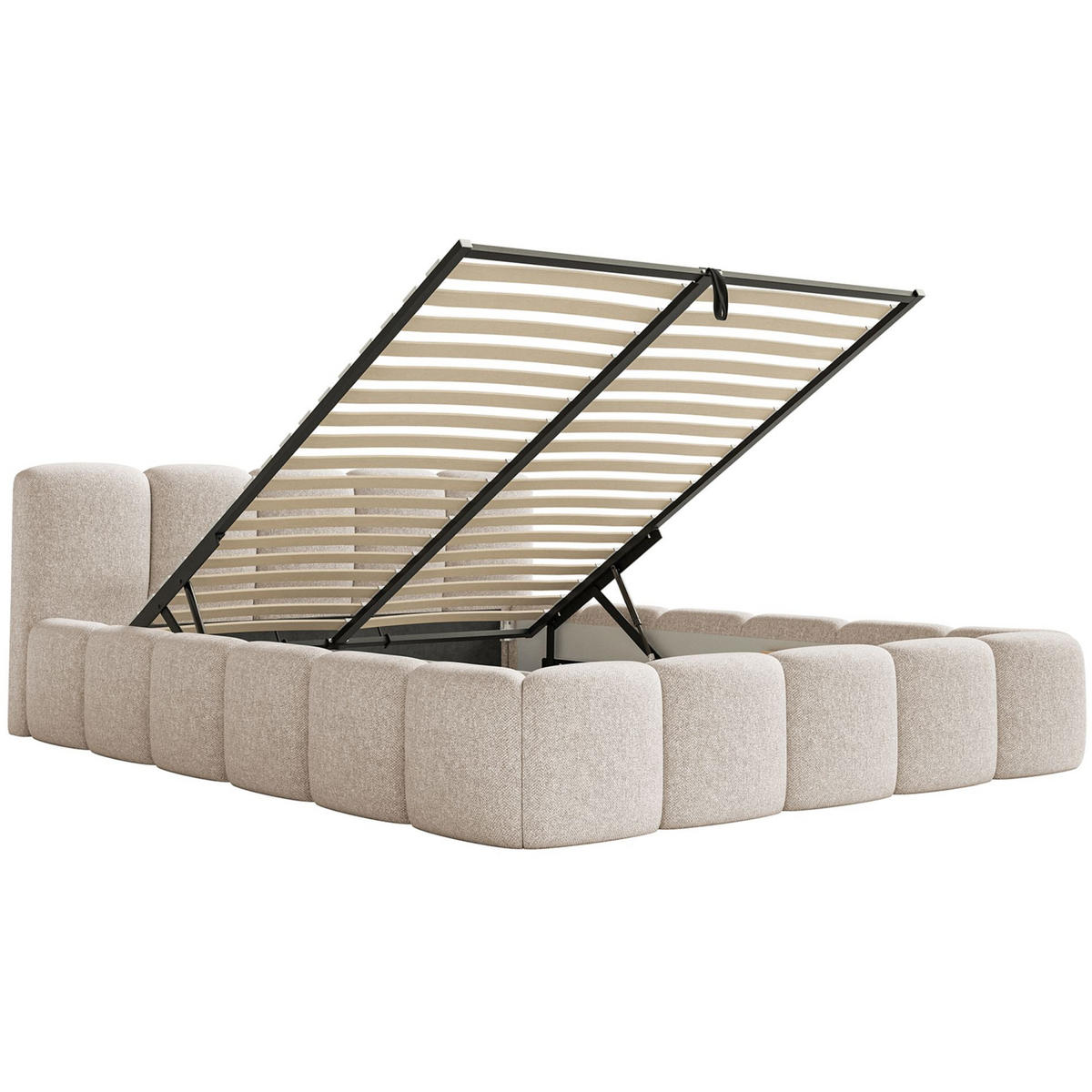 POLSTERBETT Cloudy Low Hellbeige 160x200 cm - Ecru, Kunststoff/Textil (160/200cm) - Selsey