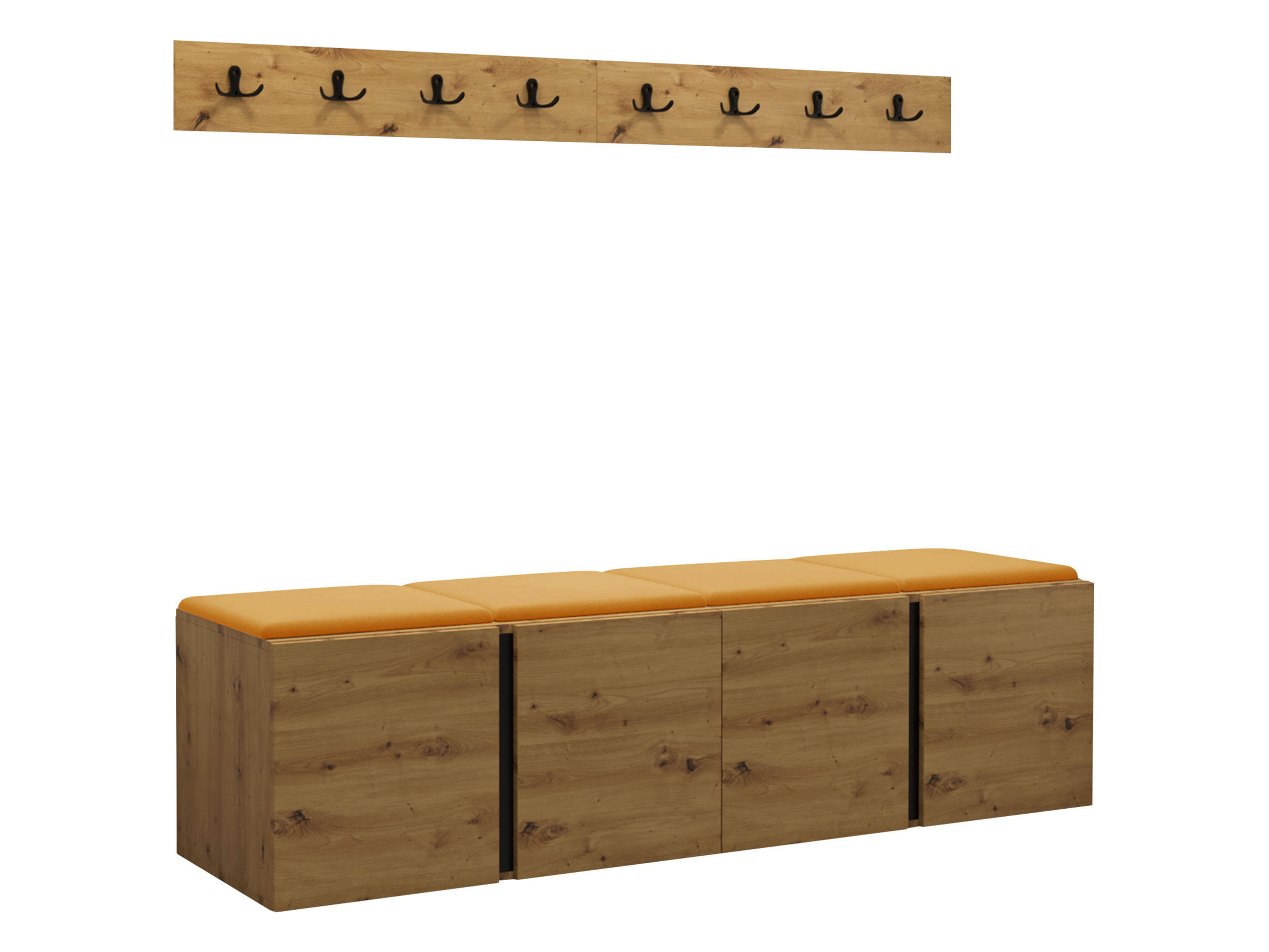 GARDEROBEN-SET Orion VII - Eiche Artisan/Orange, Holzwerkstoff/Kunststoff (168/42/46cm) - MIRJAN24