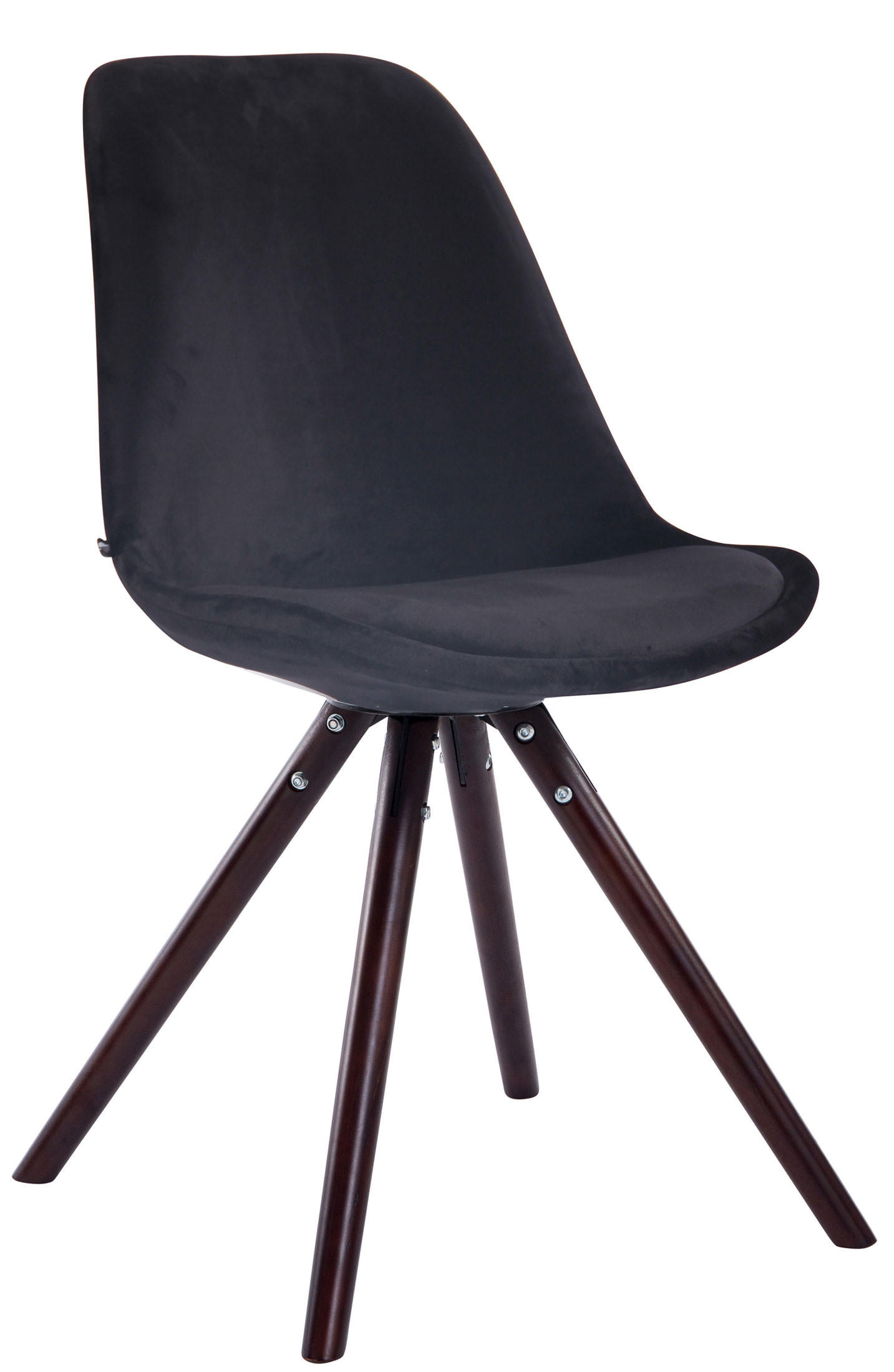 BESUCHERSTUHL Toulon Samt, Gestell Buchenholz Cappuccino rund Schwarz - Schwarz/Cappuccino, Holz/Buchenholz (48/83/56cm) - TPFLiving