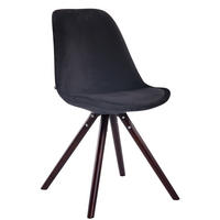 BESUCHERSTUHL Toulon Samt, Gestell Buchenholz Cappuccino rund Schwarz - Schwarz/Cappuccino, Holz/Buchenholz (48/83/56cm) - TPFLiving