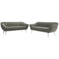 SEDACÍ SOUPRAVA PIRS 3+3 - Šedá Strukturovaná látka - Bílé nohy - šedá/bílá, kompozitní dřevo/textil (180/75/74cm) - MKS