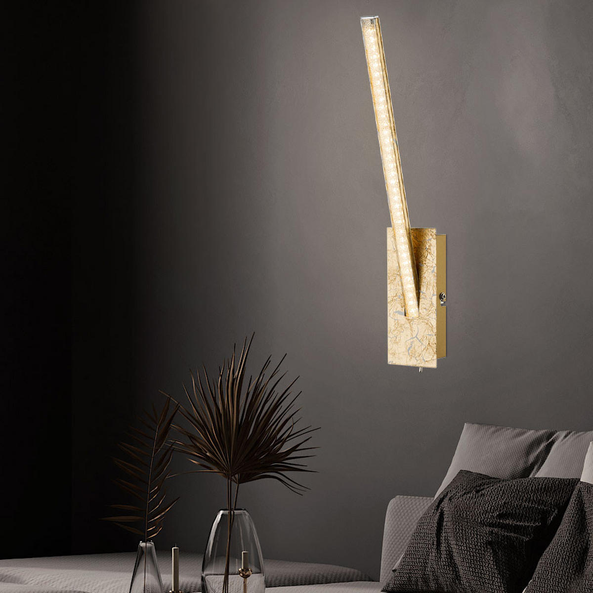 LED WANDLEUCHTE Fuego Gold Kristall 2er Set - Goldfarben, Metall (6.2/35/10.5cm)