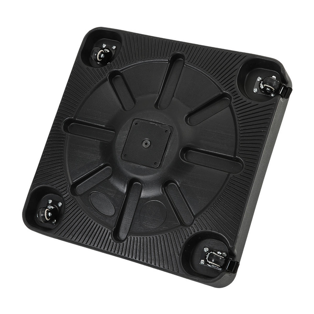 SONNENSCHIRMSTÄNDER mit Rollen aus HDPE in Schwarz quadratisch befüllbar 55 × 55 × 35 cm befüllt bis zu 35 kg - Schwarz, Metall (55/55cm) - Livingandhome