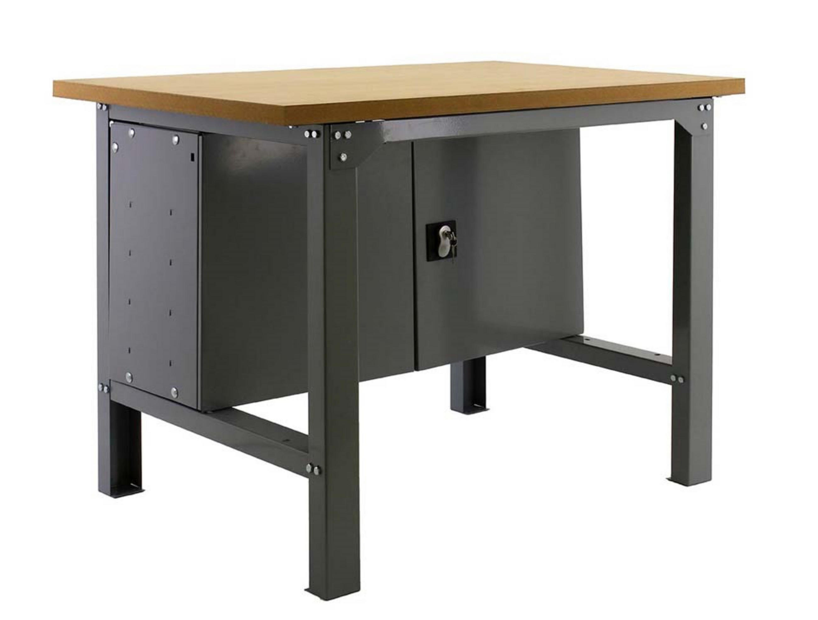 WERKBANK Buffalo Wood mit Schrank HxBxT 87 x 150 x 75 cm Traglast 600 kg Grau - Grau, Metall (150/87/75cm) - PROREGAL