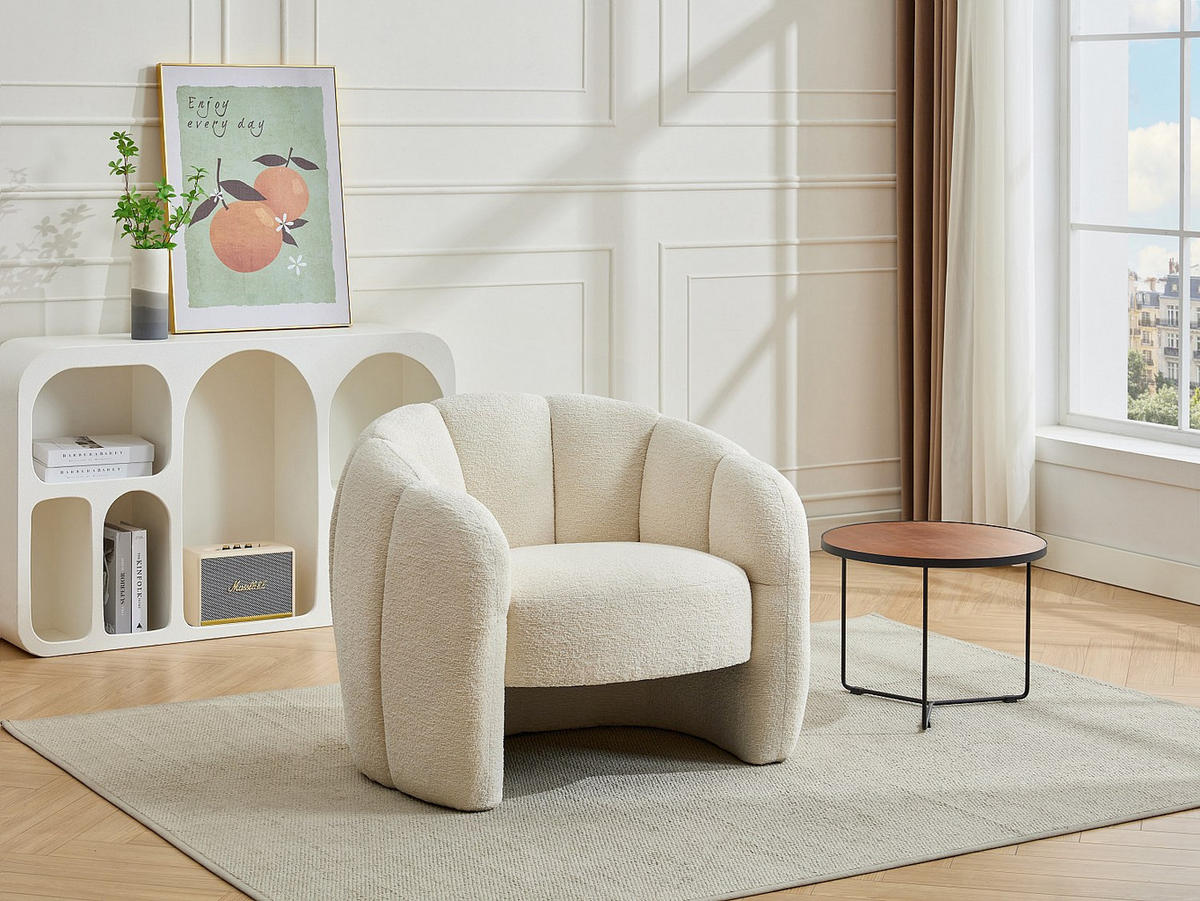 MUSCHELSESSEL - Chenille-Stoff - Beige - DELIPO - Beige, Textil (93/73/76cm) - Vente-Unique