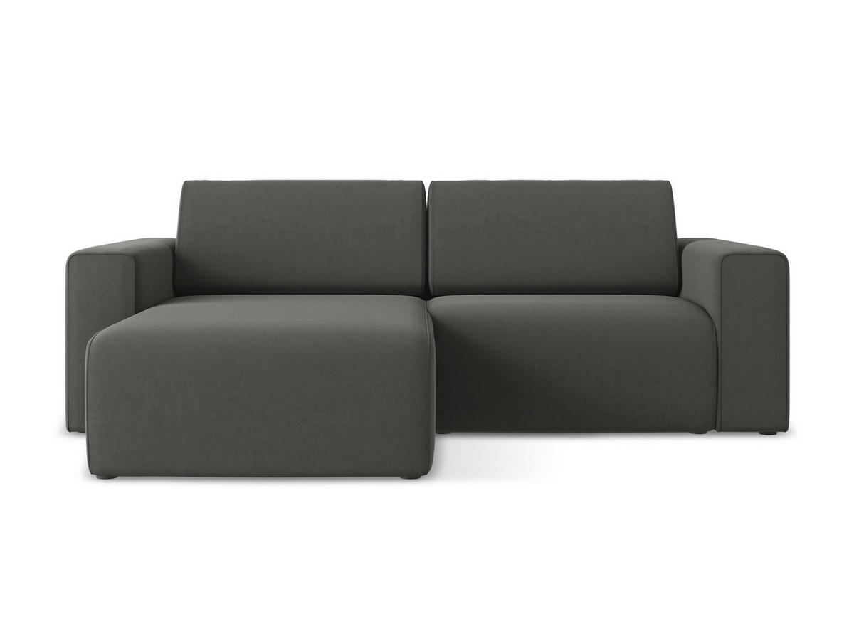 ECKSOFA Links Samt Stoff Grau - Dunkelgrau/Schwarz, Kunststoff/Textil (167/224cm) - Makamii