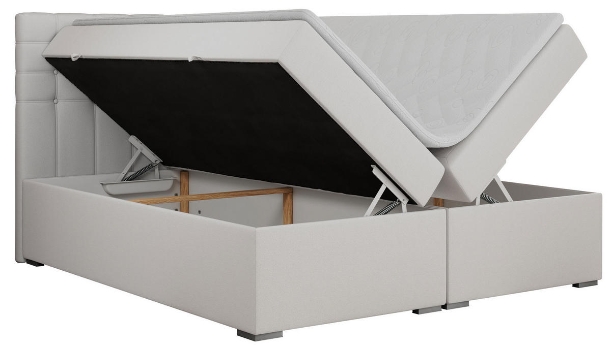 BOXBETT SUSAN 120/200 Weiß Kunstleder - H3 - Weiß, Holz/Textil (120/200cm) - MKS