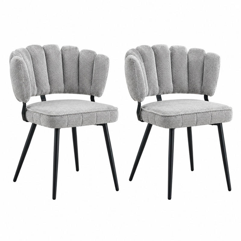 ESSZIMMERSTUHL 2er-Set mit Samtbezug 80 cm Grau Schwarz - Grau, Metall (46/80/60cm) - Meubliv