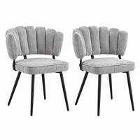 ESSZIMMERSTUHL 2er-Set mit Samtbezug 80 cm Grau Schwarz - Grau, Metall (46/80/60cm) - Meubliv