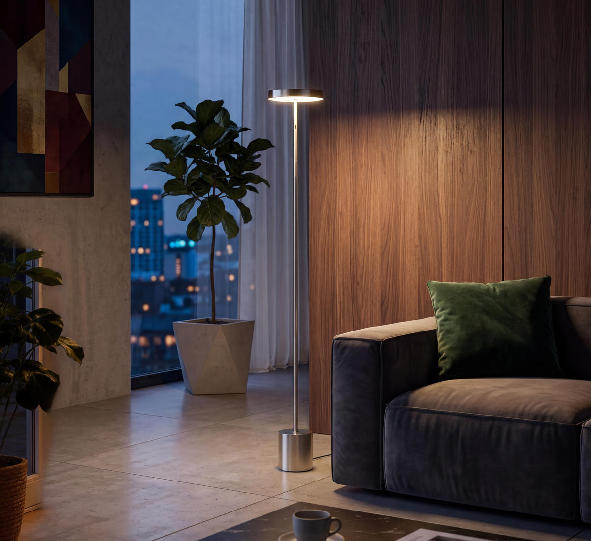 LED-STEHLEUCHTE Metall dimmbar Gestensteuerung warmweiß 3000K 700 Lumen modernes Design Wohnzimmer Schlafzimmer Höhe 140cm - Chromfarben, Metall (16/16/140cm) - Northpoint