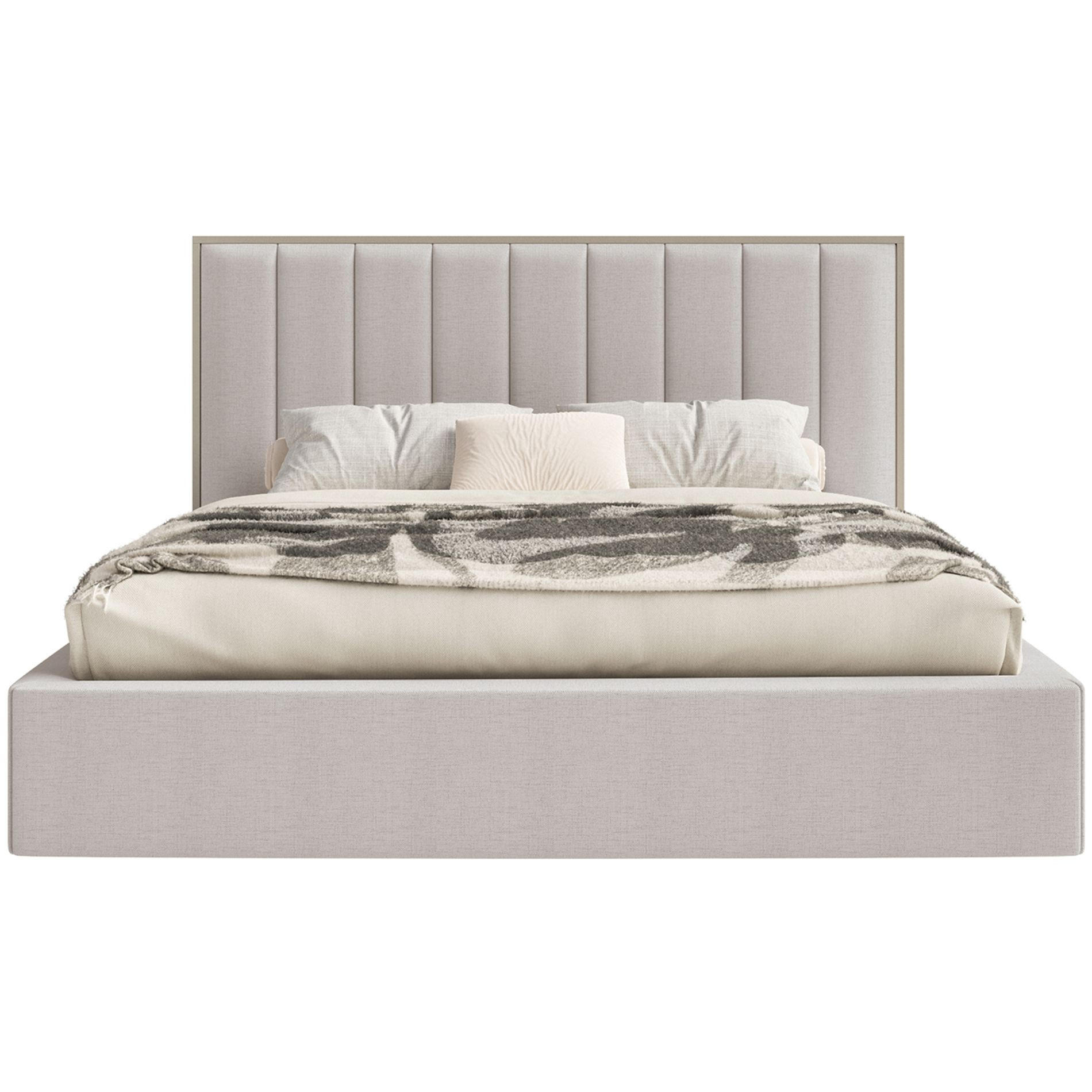 POLSTERBETT Togents Graubeige mit Chenillebezug, Bettkasten und LED, 160x200 cm - Taupe, Textil (160/200cm) - Selsey