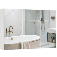 BADEZIMMER Hängeschrank 90x15.5x60 cm Weiß mit 3 Spiegeltüren & 5 Regalen - Weiß, Glas (90/60/15.5cm) - Modfu