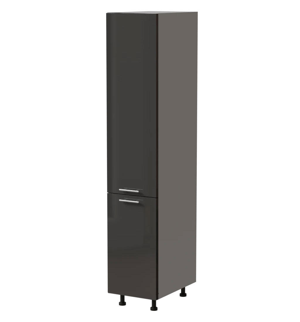 APOTHEKERSCHRANK Essen 2D14K/40/kargo Graphit Hochglanz / Grau Matt 40 / 59 / 207cm - Graphitfarben/Grau, Holz/Holzwerkstoff (40/207/59cm) - Feldmann-Wohnen