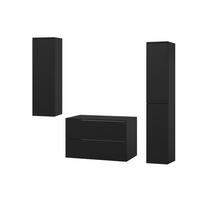 BADMÖBEL-SET Color Schwarz 3-Teilig (2S 80 + 1D 100 + 2D 160) - Schwarz, Holzwerkstoff (140/160/45cm) - mzm24