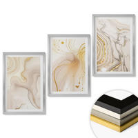 WANDBILDER 3er Set - 40x60 cm Silberner Rahmen - Subtile abstrakte Muster - Silberfarben, Kunststoff (40/60cm) - ArtPrintCave