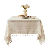 TISCHDECKE mit linearem Quastenmuster – 120 x 180 – Beige - Beige, Textil (120/180cm)