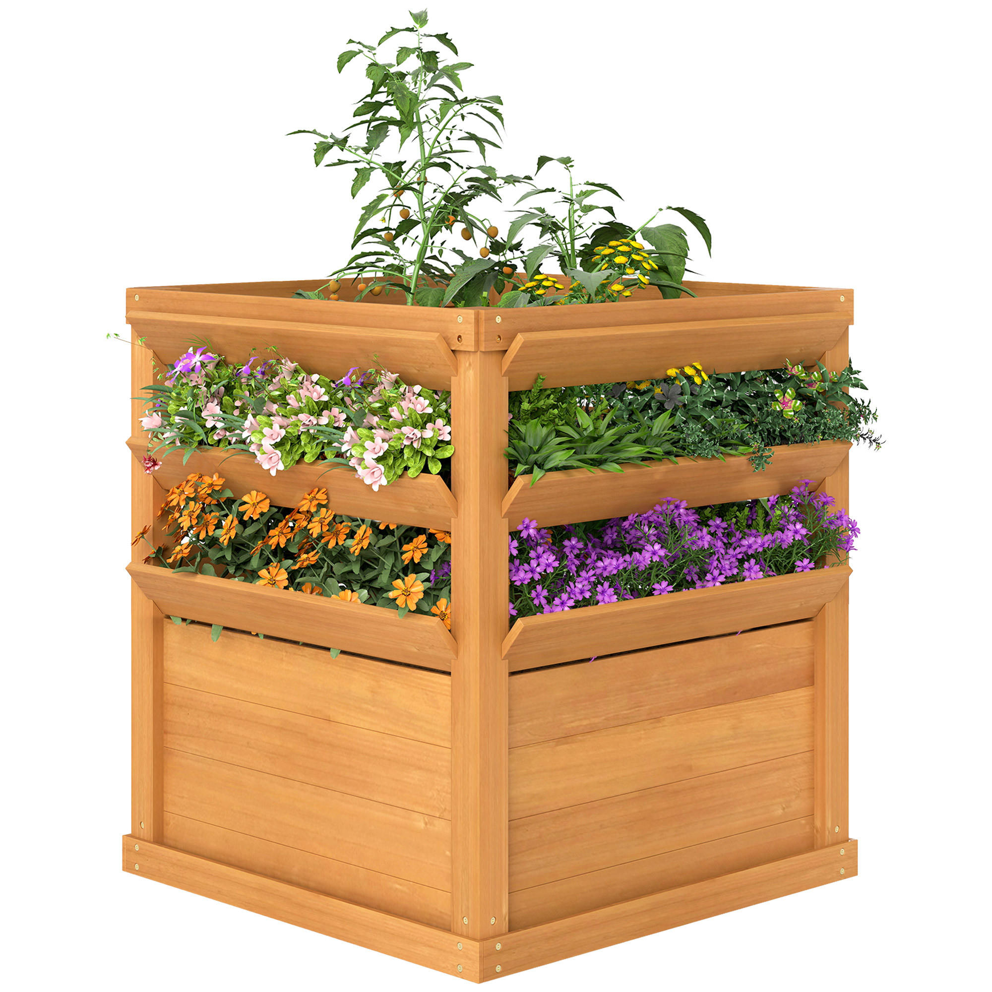 HOCHBEET DE-05386 Mit Rankgitter, Massivholz Karamellbraun - Naturfarben, Holz (65/73/65cm) - ComfortXL