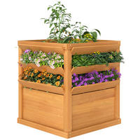 HOCHBEET DE-05386 Mit Rankgitter, Massivholz Karamellbraun - Naturfarben, Holz (65/73/65cm) - ComfortXL