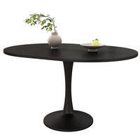 AUSZIEHTISCH oval 100/100/75 cm, ausziehbar auf 140 cm, Schwarz - Schwarz, Holzwerkstoff (100/140/75cm) - BEAOK
