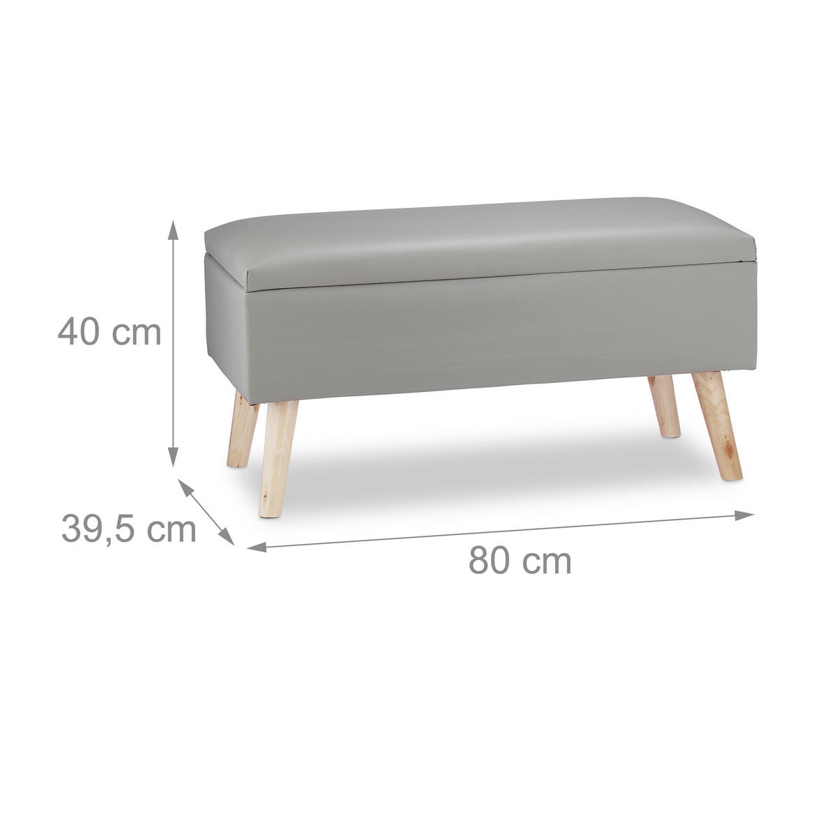 SITZBANK - Grau, Holz/Holzwerkstoff (80/40/39.5cm) - Relaxdays