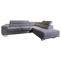 ECKSOFA APIRO R-S Grau Kordstoff mit Schlaffunktion - Silberfarben/Grau, Holz/Textil (276/202cm) - MASSENO
